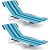 COSTWAY Set di 2 lettini da spiaggia pieghevoli NP12548BL-2, 150 kg, blu/bianco - N