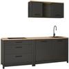 Ferenso Mobile Cucina 230 cm Piano Cottura Pensile Sottolavello Antracite Rovere