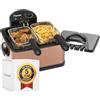 Bestron XL Friggitrice, Friggitrace ad olio con 3 cestelli per friggere, con tecnologia a zona fredda e contenitore dell'olio estraibile, 4 litri, lavabile in lavastoviglie, 2000 W, colore: Cobre