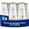 Dove Bagnoschiuma Dolce Nutrimento, Bagnodoccia Idratante, Formula Delicata sul Microbioma della Pelle, con Agenti Idratanti Vegetali, Senza Solfati SLES, Bagnodoccia Uomo e Donna, 6 Pezzi da 225 ml