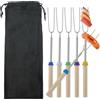 Restalladnwest 6 forchette da barbecue, bastoncini telescopici per arrostire marshmallow, allun