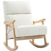HOMCOM Sedia a Dondolo in Velluto Teddy con Schienale Ergonomico, Crema