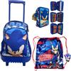 Sonic Prime set Grande Zaino Con Ruote Trolley 30 litri, astuccio 3zip, Sacca