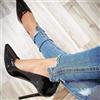 Decollete' Pumps Vernice Nere Lucide Lack Pumps Tacco Alto a Spillo 10 cm -39-