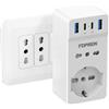 Does not apply Presa Multipla USB Salvaspazio Con 4 USB(C1 20W PD3.0), Spina Italiana, 6 in 1 A