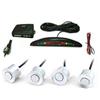 LED KIT 4 SENSORI DI PARCHEGGIO AUTO SUV CON MINI DISPLAY LED CICALINO SUONO BIANCHI