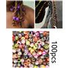 100x Bead Kit Perline Per Capelli Ornamenti Artigianato Rotondo di