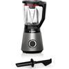 Bosch Serie 4 Frullatore VitaPower MMB4192S, Potente 1200 W, 30.000 giri/min, Lame Rinforzate in Acciaio Inox, Bicchiere Frullatore in Tritan da 1.5 L, Pestello Incluso, Argento