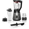 Bosch Serie 4 Frullatore VitaPower MMB4197S, Potente 1200 W, 30.000 giri/min, Lame Rinforzate in Acciaio Inox, Bicchiere Frullatore in Tritan da 1.5 L, Accessori Inclusi, Argento