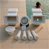 IRRIFARMA KIT piscina interrata 8x4 6x5 2 skimmer con bocchette faro presa di fondo in ABS