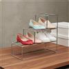 Scarpiera in Metallo Cromato Scaffale Porta Scarpe a Rete Struttura Aperta