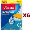 Vileda 6 PANNO VILEDA MICROFIBRE COLORS PAVIMENTI 48x60 CM RIMUOVE 99% DEI BATTERI