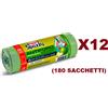 DOMOPAK 180 SACCHI SPAZZATURA DOMOPAK SPAZZY ANTIFORO 52x54CM MELA VERDE +MANICI 28L