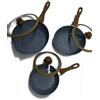 Generico Bavaria Set Padelle Antiaderenti Pietra 6 Pezzi 3 Padelle 3 Coperchi