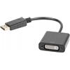 LANBERG ad 0007 BK Display Port 1.1 a (19pin) Maschio a DVI-D (24 + Poli) Femmina Adattatore Dual Link con Cavo, 10 cm Nero