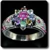 A Bijoux Pietre E Minéraux. Anello Rubino Smeraldo Zaffiro Granato Argento 925 + Placcato