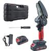 Mini Motosega 48V 2x Batterie Litio Sega Potatura Giardino Valigetta 4 Pollici