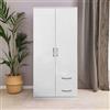 EffeZeta Armadio Niceville 2 ante battenti e 2 cassetti colore bianco