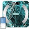 Healthkeep Bilancia Pesapersone Digitale, Bilancia Impedenziometrica in Vetro Temperato, Fino a 180 kg, Bilancia Smart con APP e 13 Misurazioni (BMI/Grasso corporeo/Muscoli/Acqua/Ossa), 26 cm