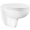 GROHE Set WC da parete in ceramica, senza bordo con sedile WC Soft Close | WC a parete per cassetta da incasso, scarico orizzontale, sedile con coperchio e sgancio rapido (bianco alpino, 112949SH00)