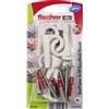 Fischer EasyHook Round 6, set da 6 Ganci Tondi e 6 Tasselli DuoPower 6 x 30 mm, Montaggio Facile e Veloce Senza uso di Pinze su Muro, Cartongesso, Mattoni Forati, Cemento, Legno, Soffitto, 557923