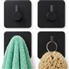 edihome, Appendi Accappatoio Bagno Adesivo in Acciaio Inox, Ganci Appendiabiti Resistenti Senza Forare, Design Quadrato Moderno per Doccia Cucina, Nero Bianco Grigio, Set da 4 o 6 (4 unità, Nero)