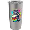 Maine Coon Conga Drum Player Gifts Splash Art Conga Drum Player Maine Coon American Longhair Bicchiere termico in acciaio inox doppia parete