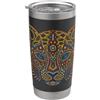 Ancient Aztec Mythology Mexican Tribal A Jaguar Head Art Huichol Face Messico Aztec Mexican Jaguar Bicchiere termico in acciaio inox doppia parete