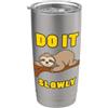 Slow Mode Club Tired Introvert Mom Dad H Simpatico bradipo amante divertente pigro animale pisolino tempo citazione Bicchiere termico in acciaio inox doppia parete