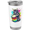 Maine Coon Conga Drum Player Gifts Splash Art Conga Drum Player Maine Coon American Longhair Bicchiere termico in acciaio inox doppia parete