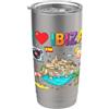 Ibiza Souvenir Travel Tees Souvenir di viaggio I Love Ibiza Bicchiere termico in acciaio inox doppia parete