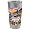 Happy Destiny Moonstone Beach CA California, Cambria, Tramonti Bicchiere termico in acciaio inox doppia parete