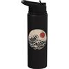 Cool Japanese wave designs Illustrazione del sole dell'onda giapponese | Arte ispirata alla grande onda Stainless Steel Insulated Water Bottle