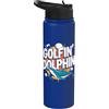 Golfer Dolphin Funny Enthusiast Humor Golfin' Dolphin Golfin Golfer Dolphin Divertente Stainless Steel Insulated Water Bottle