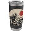 Cool Japanese wave designs Illustrazione del sole dell'onda giapponese | Arte ispirata alla grande onda Bicchiere termico in acciaio inox doppia parete