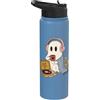 Halloween Bookish Ghost Cozy Ghost Music Lover Good Vibes Cozy Sounds Stainless Steel Insulated Water Bottle