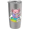 Axolotl Reading Cozy Bookworm Axolotl Reading Books Fun Learning Cozy Bookworm Bicchiere termico in acciaio inox doppia parete