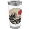 Cool Japanese wave designs Illustrazione del sole dell'onda giapponese | Arte ispirata alla grande onda Bicchiere termico in acciaio inox doppia parete