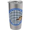 Tony Anderson Designs Serpente a sonagli Blu Pervinca Scacchiera Diamante Bicchiere termico in acciaio inox doppia parete