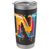 Dynamic Drip Initials Colorato Paint Drip Lettera N Iniziale Alfabeto Bicchiere termico in acciaio inox doppia parete