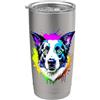 Border Collie Gifts & Border Collie Acce Border Collie Pop Art I Dog Lover I Splash Art Border Collie Bicchiere termico in acciaio inox doppia parete