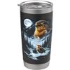 Vintage 90s Moon Robin Bird Lover American Robin Bird Ululando alla Luna 90's Retro Birdwatcher Bicchiere termico in acciaio inox doppia parete