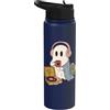 Halloween Bookish Ghost Cozy Ghost Music Lover Good Vibes Cozy Sounds Stainless Steel Insulated Water Bottle