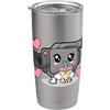 LAP Kawaii Anime Boba Art Videocamera Kawaii che Beve Boba Tea Cuori Carino Bicchiere termico in acciaio inox doppia parete
