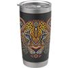 Ancient Aztec Mythology Mexican Tribal A Jaguar Head Art Huichol Face Messico Aztec Mexican Jaguar Bicchiere termico in acciaio inox doppia parete
