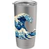 Arte dell'onda giapponese stile origami Hokusai sventola una grande onda di origami giapponese al Bicchiere termico in acciaio inox doppia parete