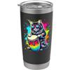 Maine Coon Conga Drum Player Gifts Splash Art Conga Drum Player Maine Coon American Longhair Bicchiere termico in acciaio inox doppia parete