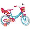 Princesse des Savles Dotato di 2 Freni, cestello Anteriore, Porta Bambola Posteriore e stabilizzatori Rimovibili, Bicicletta da Bambino 16 Ragazza, Turchese, 16'' (41 cm)