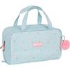MOOS - Beauty case rettangolare con manico, beauty case per bambini, adattabile al trolley, ideale per bambini da 5 a 14 anni, comodo e versatile, qualità e resistenza, 31 x 14 x 19 cm, colore blu