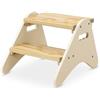B. toys Peek-A-Boost sgabello bambini a 2 gradini in legno, avorio | Sgabello in legno a 2 gradini con maniglie integrate, per il bagno, la cucina e la cameretta; 33 x 37 x 28 cm; 2+ anni
